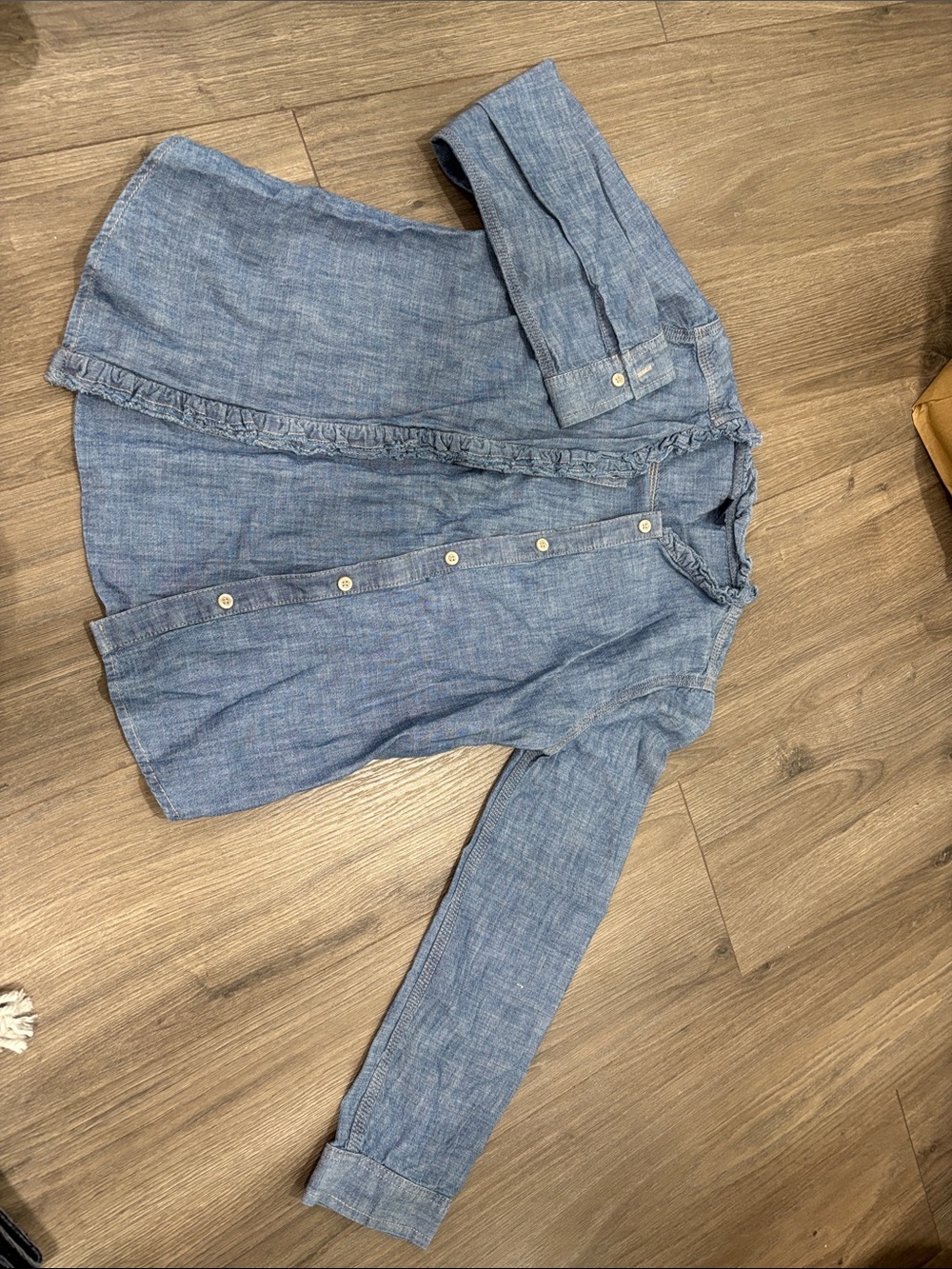 GAP Kids Chambray Ruffle Collar Top - Blue
